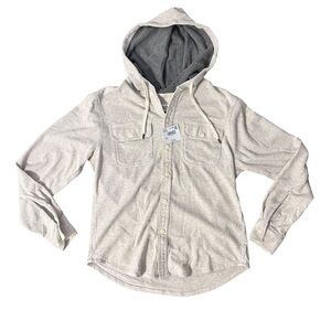 NWT AMERICAN EAGLE SUPER SOFT MENS MEDIUM‎ IVORY BUTTON HOODIE WAFFLE KNIT
